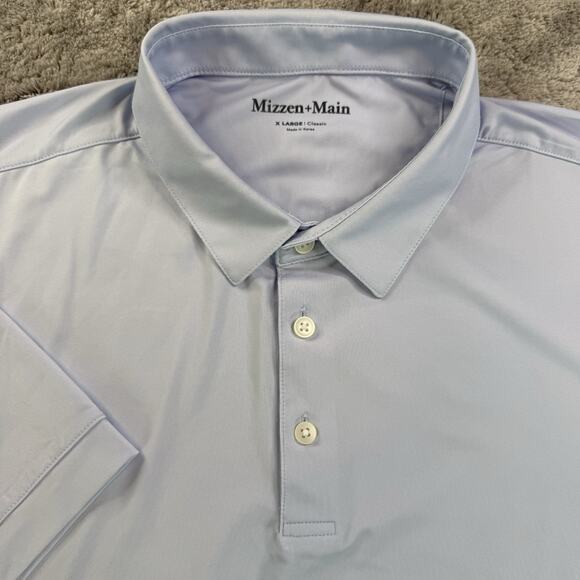 Mizzen+Main Performance Polo Men’s XL Light Blue Classic Fit Stretch Golf Shirt - Picture 3 of 9